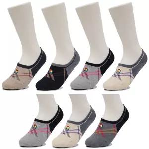 [아놀드파마]아놀드파마 미끄럼방지 벗겨짐최소화 여성용 사선 면덧신 7켤레 SL001