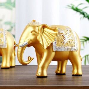 골드 코끼리 조각상 풍수 한쌍 장식 인테리어 행운 태국 소품