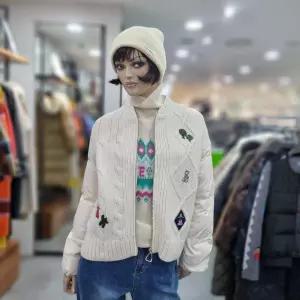 베네통/애플아울렛/피셔맨 니트 경량 구스 패딩/BAPD53461