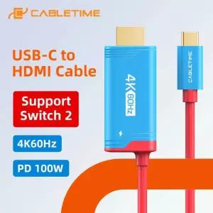 C타입HDMI젠더 CTOHDMI HDMITOC CABLETIME 4K 60Hz USB C-HDMI 케이블 PD 100W 타입 어댑터 닌텐도 스위치