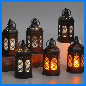 복고풍 육각형 LED 촛불 램프 어린이 스타일 램프 휴대용 휴대용 램프 책상 분위기 장식 크리스마스 및 Hal