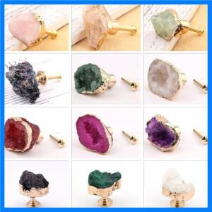 자연 거친 돌 가구 손잡이 문 손잡이 크리스탈 황동 단일 구멍 캐비닛 부엌 찬장 서랍 당겨 처리