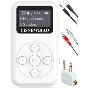 [미국배송] OLED 디스플레이가 장착된 TV용 YISNEWBIAO 블루투스 송신기 헤드폰용 APTX 저지연 비행기 어댑터 에어팟 RCA 3.5MM 오디오 잭 무선