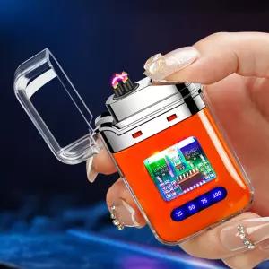 LED 백라이트 패션 듀얼 플라즈마 라이터 C타입 충전 더블아크 방풍 캠핑 다용도 점화기