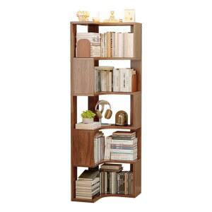원목 코너형 책장 5단 모서리 선반 5단) 일체형 코너 공간활용 거실 월넛(50x50 ㄱ자 수납장