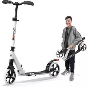 6세 이상 청소년 및 캠피어 킥 스쿠터 240파운드 접이식 8인치 빅 휠 킥스탠드 포함 3단계 조절 가능 안전