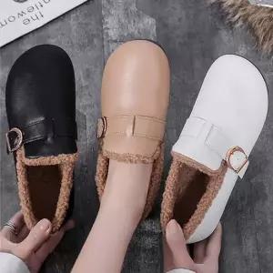 여성 털단화 3컬러 털안감 버클 로퍼 뽀글이 털신