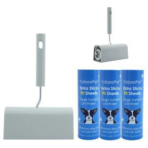 여분의 끈적끈적한 대형 표면 보푸라기 롤러, 반려동물 털용 6.3인치 자이언트 고양이 제거 옷, 가구, 손잡이 1개 + 270매, 방진 케이스 포함