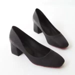 [하프클럽/]여성 미들 힐 정장 구두 5cm 통굽 펌프스 고급스러운 오피스 슈즈