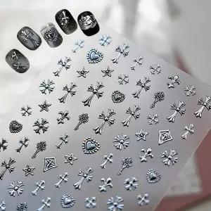 네일아트 빈티지 메탈 크롬 키치 엔틱 십자가 스티커 (WFKAH6S)