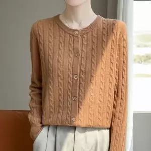 (색상 카멜)여성가디건 라운드 가디건 겨울 가을가디건 가을 여성 예쁜 카멜 꽈배기