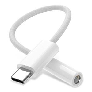 [미국배송] 아이폰호환 16/15 프로 맥스 /프로 /플러스용 키세크베 USB C TO 3.5MM 오디오 어댑터 헤드폰 잭 어댑터 삼성제품호환 S24 S23 울트라 /픽셀 9용 아이패드호환 AUX 동글 케이블 코드 - 흰색