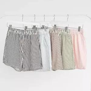 까실이 세로 반바지 허리밴딩 홈웨어 스트라이프 여자 3부 (WFKBXKE)