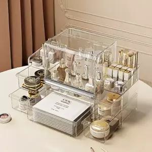 투명 화장품 정리함 화장대 정리 수납함 메이크업 정리대 아크릴 보관함 수납 세트