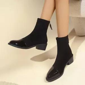 여성패션 워커힐 앵클 부츠 워커 추동 빅사이즈 라운드 통굽 뒷지퍼 DL4