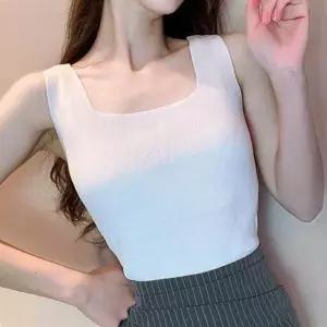 베이직 무지 여성티셔츠 스퀘어넥 민소매 나시티 민소매티 신축성 이너나시