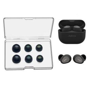 자브라 엘리트 10/10 GEN 2 트루 와이어리스 이어버드와 호환되는 먼지 메쉬가 있는 SEICYGO 메모리 폼 이어팁, 미끄럼 방지 교체 실리콘 이어팁 없음 및 비 성, 3쌍(S /M /L, 블랙)