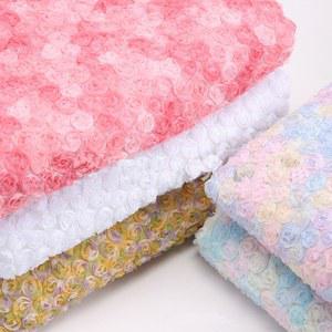 매쉬 원단 3D 꽃 얇은 명주 그물 메쉬 절묘한 스트레치 레이스 패브릭 장미 자수, DIY 나비 헤어클립, 웨딩 파티 드레스 장식, 130cm x 45cm