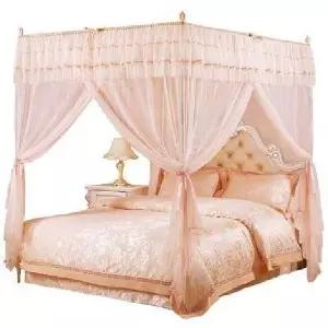 럭셔리 공주 침대 가정용 침실 인테리어 측면 코너 캐노피 문짝