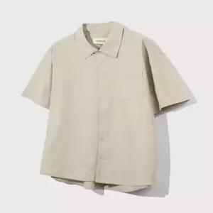 kiimuir 코튼 워시드 하프 셔츠웜그레이