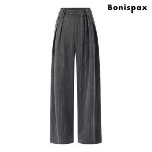 [보니스팍스]하이웨이스트 와이드 슬랙스 팬츠 (XQ1TA003L0)