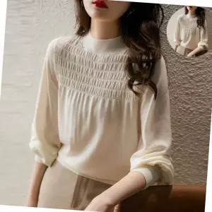 잔잔한 셔링 반폴라 니트