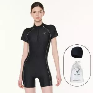 제테스 보리보리 여성 주니어 아쿠아 집업 반팔 3부 반신 실내수영복 L_4A931A