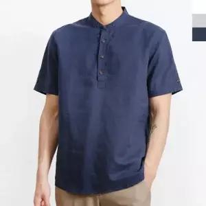 블레오 남자 린넨 차이나 헨리넥 반팔 티셔츠 DM2512161135
