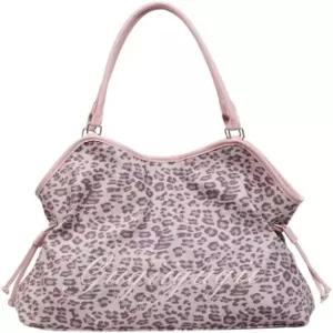 러산디 폴카 닷 토트백 브라운 스웨이드 레오파드 토트 지갑 스타 키체인 포함 경량 딤섬백 휴대용 올 호보