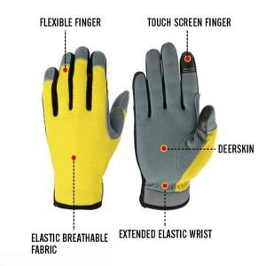 트레이닝 유틸리티 정원 작업 장갑 사슴 가죽 터치 스크린 마당 원예 자전거 사이클링 여성과 남성을위한 D