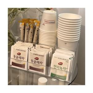 탕비실 정리함 아크릴 보관케이스 종이컵꽂이통 커피 보관함 수납함 간식