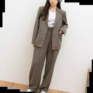 여자슬랙스 오버핏 빈티지룩 자켓 데일리 모던 여성 슬랙스 세트