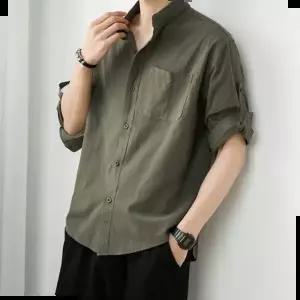 스타일리쉬한셔츠 간절기 남성 베이직 차이나카라 세련 7부 린넨 셔츠