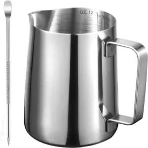 에스프레소 밀크 프로팅 피처 12온스/20온스 프로더 304 스테인리스 스틸 바리스타 스티밍 저그 컵 커피