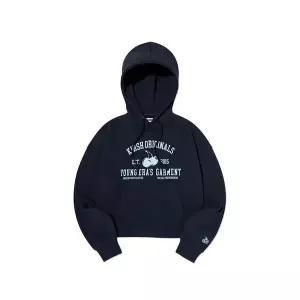 [키르시](대전신세계)체리 아치 로고 크롭 후드 [다크 네이비]