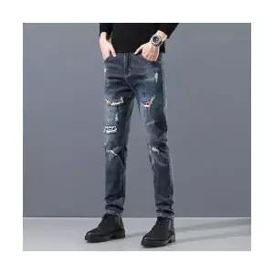 남성 데일리 배기핏 바지 추동 찢청 스판 잔발 캐주얼 스포M4