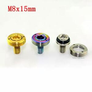1Pcs 자전거 밑면 브래킷 액슬 크랭크 나사 고정 세트 티타늄 볼트 M8x15mm 스퀘어 더스트 캡 너트
