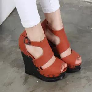 여성 12CM 통굽 가보시 웨지힐 샌들