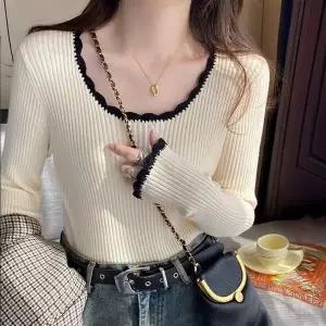 [하프클럽/]라퓰립 배색 골지 니트