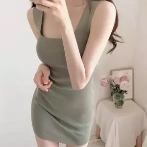 [라일리여성의류] Rly 나시 슬림핏 스퀘어넥 미니원피스 파티룩 원피스