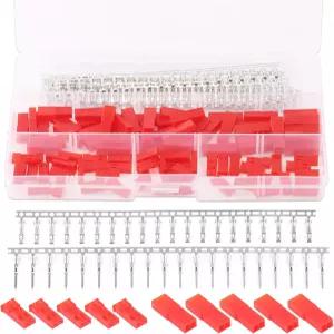 Hilitchi 300Pcs (50세트) 2.54mm 2핀 암수 및 수 레드 플러그 하우징 크림프 단자 커넥터 키트 JST SYP와