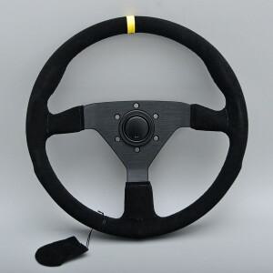 JDM 몬테카를로 스타일 스웨이드 스티어링 휠 14인치 유니버설 레이싱 스포츠 튜닝
