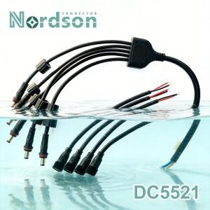 DC 5.52.1 방수 퀵커넥트 전원 코드 0.30.50.751.0 제곱 2핀 남성 여성 연장 1에서 5 스플리터 커넥터