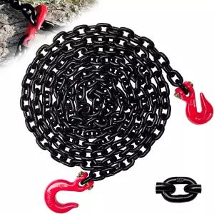 SENKEYFE 통나무 체인 5/16인치 x 14피트 G70 클레비스 그립 및 슬립 훅이 장착된 80등급 견인 트레일러