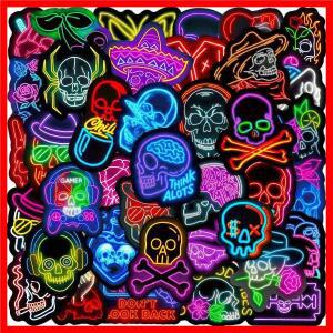 50Pcs 스케이트 보드 노트북 수하물 전화 케이스에 대 한 네온 불빛 해골 스티커 자동차 오토바이 자전거
