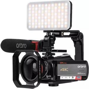 ORDRO 광학 줌 라이브 스트리밍 UHD 4K 비디오 카메라 캠코더 유튜브용 AC5 플러스 브이로그 회전식