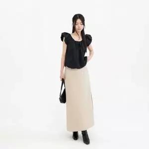 KHK18E4여성 하이웨이스트 사무실 일상용 롱스커트