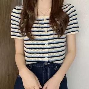 스트라이프티 라운드 스트라이프 데일리 반팔티 패턴 클래식