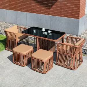 테이블 카페 의자 테라스 세트 야외 4인 접이식 철제