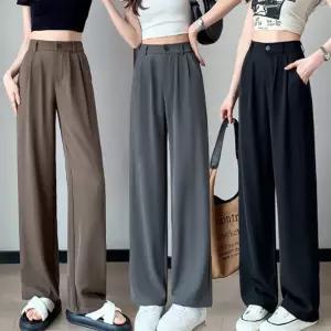 이너퀸 프리수 여성 하이웨스트 핀턱 와이드 팬츠 슬랙스 링클프리 뒷밴딩 롱팬츠 오피스룩 데일리 뒷밴딩슬랙스